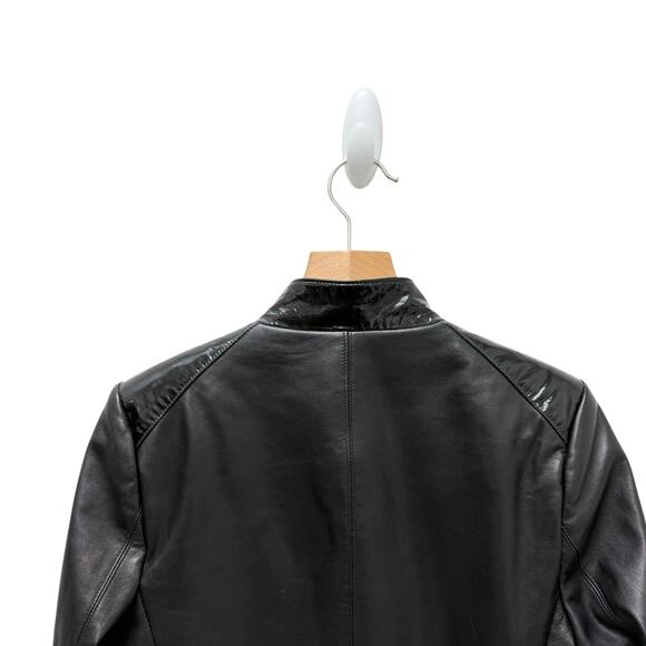 Dana Buchman Genuine Leather‎ Patent Trims Jacket Black Women’s Size 4 - Picture 5 of 10